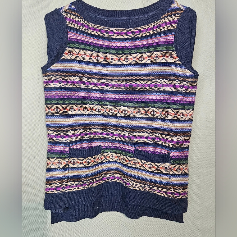 Upcycled Vintage Striped Fair Isle Knit Sweater Vest